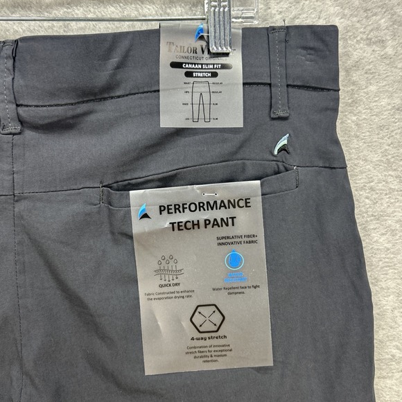 Tailor Vintage Pants Mens 38x32 Coal Black Performance Tech Canaan Slim Fit NEW - Picture 9 of 14